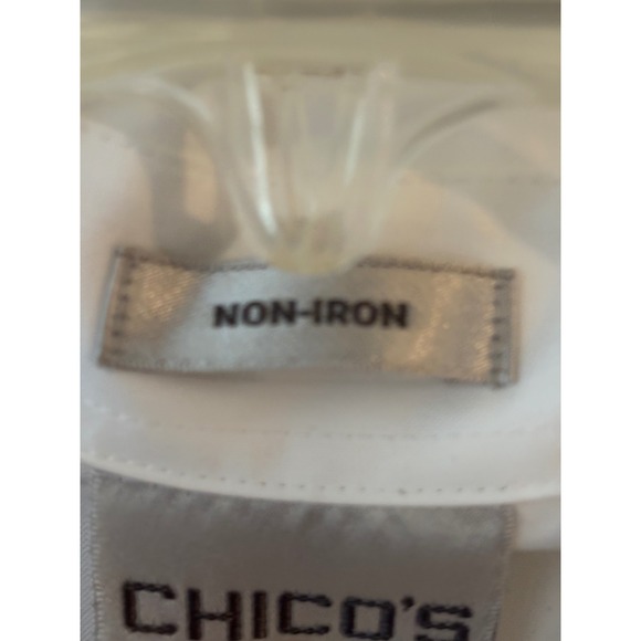 Chicos Womens White Non Iron 3/4 Sleeve Button Front Shirt Size M - Picture 4 of 6